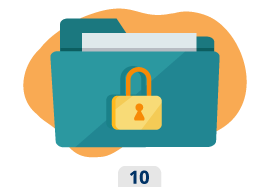 flat icon of a teal file folder with a navy lock