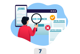 navy flat icon of laptop with the word jobs